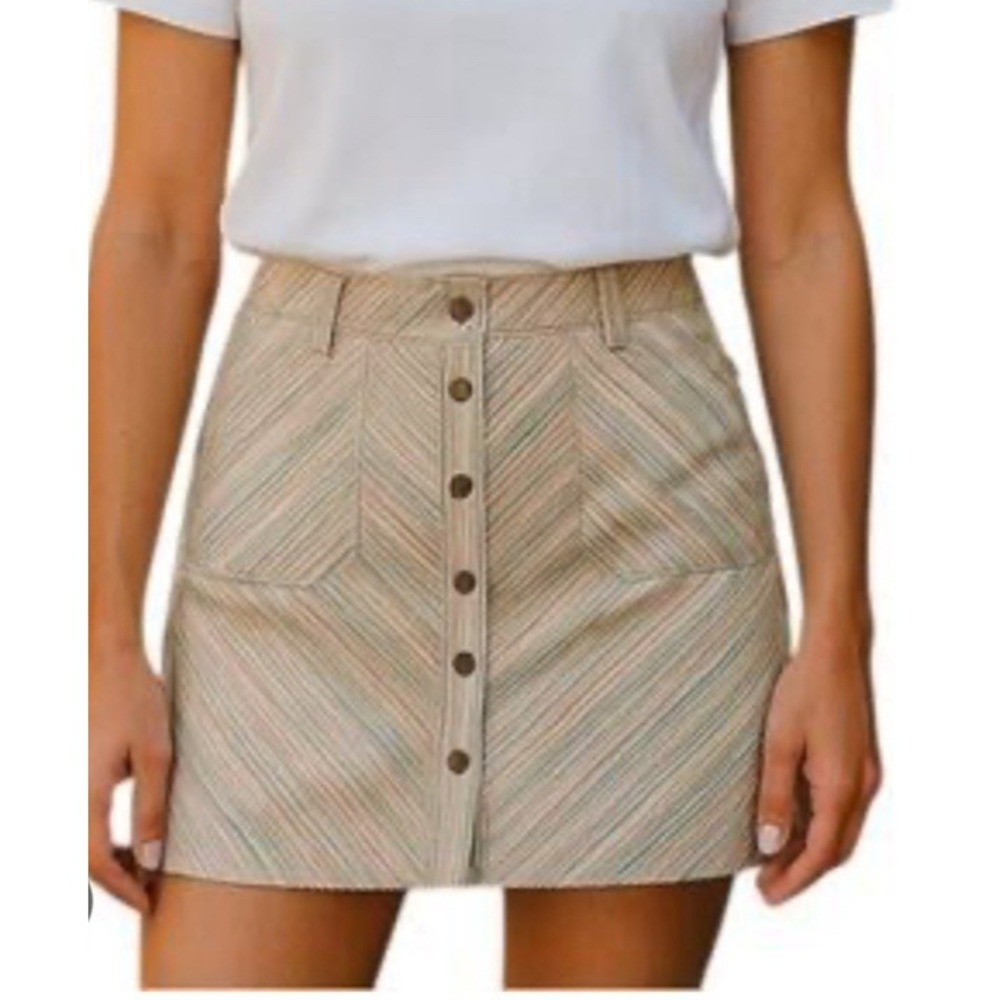 Pilcro & The Letterpress Rainbow Stripe Chino Denim Skirt Women's Size‎ 6